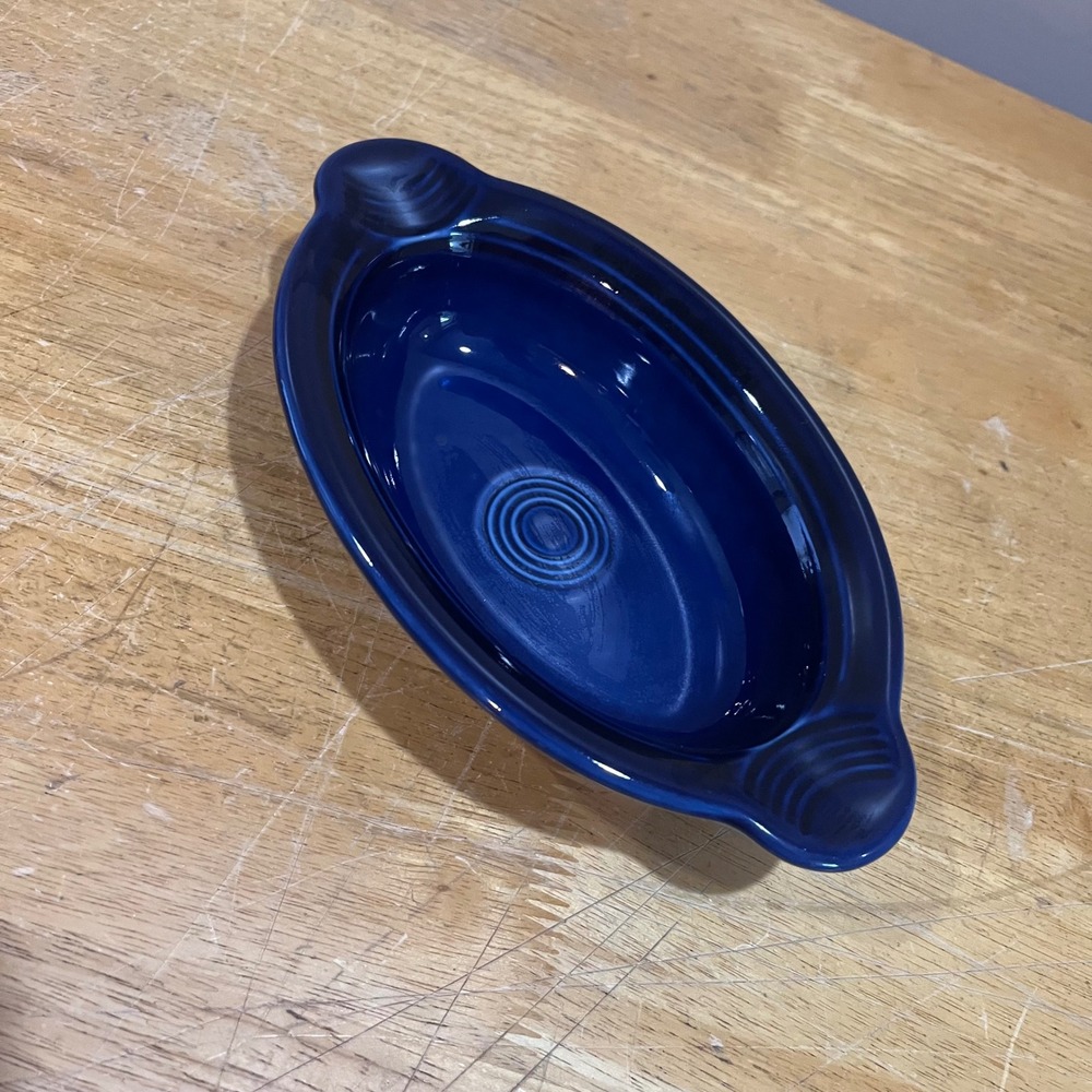 Fiesta Cobalt Blue Individual Oval Casserole Dish Vtg Style Art Deco 9.25"